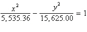 <strong>Two radio transmitters are positioned along the coast, 250 miles apart. A signal is sent simultaneously from each transmitter. The signal from transmitter is received by a ship s LORAN 800 microseconds after the ship receives the signal from . The radio signals travel at 0.186 mile per microsecond. Find an equation of a hyperbola, with foci at and on which the ship is located. Round parameters to the nearest hundredth.</strong> A) B) C) D) E)
