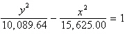 <strong>Two radio transmitters are positioned along the coast, 250 miles apart. A signal is sent simultaneously from each transmitter. The signal from transmitter is received by a ship s LORAN 800 microseconds after the ship receives the signal from . The radio signals travel at 0.186 mile per microsecond. Find an equation of a hyperbola, with foci at and on which the ship is located. Round parameters to the nearest hundredth.</strong> A) B) C) D) E)