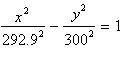 <strong>Two radio transmitters are positioned along the coast, 600 miles apart as shown below in the diagram (with d equal to 600 miles). A signal is sent simultaneously from each transmitter. The signal from transmitter is received by a ship s LORAN 700 microseconds after the ship receives the signal from . The radio signals travel at 0.186 mile per microsecond. Find an equation of a hyperbola, with foci at and , on which the ship is located. Round parameters to the nearest tenth. </strong> A) B) C) D) E)