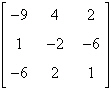 <strong>Write the constant matrix of the system of equations below. </strong> A) B) C) D) E)