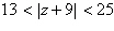 <strong>Use absolute value notation to describe the statement below. z is more than 4 units from 9 but less than 16 units from 9.</strong> A) B) C) D) E)