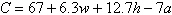 <strong>The minimum number of calories necessary, per day, for a female to maintain basic life processes such as blood circulation, body temperature and breathing can be approximated by the formula , where w is the person s weight in pounds, h is their height in inches and a is their age in years. Approximate the calories needed to sustain life for a 33 year old female weighing 124 pounds and 4 feet 11 inches tall. Round to nearest whole number.</strong> A)808 calories B)1227 calories C)1829 calories D)1367 calories E)1689 calories