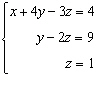 <strong>Solve the system of linear equations. </strong> A) B) C) D) Not enough information E)