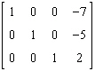 <strong>The augmented matrix of a system of linear equations is given below in reduced row-echelon form. What is the solution to this system? </strong> A) B) C) D) E)