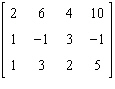 <strong>Find the solution of the system of linear equations described by the following matrix: </strong> A) No solution B) C) D) E)