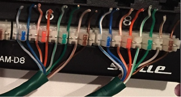 <strong>A technician is installing UTP cable and needs to terminate the connections on the patch panel shown in the following image. What tool should be used to terminate and complete this installation?</strong> A) Crimper tool B) Punchdown tool C) Cable stripper D) Network multimeter