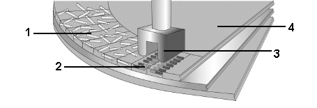<strong> In the above figure, the item numbered ____ represents magnetized particles.</strong> A)1 B)2 C)3 D)4