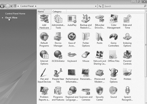 The figure above depicts the Microsoft Windows Control Panel .