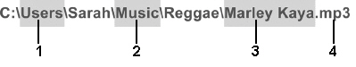 <strong> The file extension is marked by item ____ in the figure above.</strong> A)1 B)2 C)3 D)4