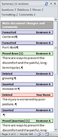 <strong>  The accompanying figure shows the ____ Pane.</strong> A) Reviewing B) Track Changes C) Proofing D) Summary <div style=padding-top: 35px> 