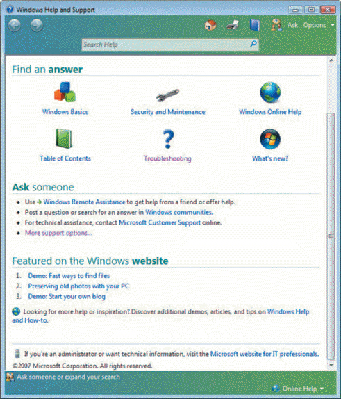 FIGURE 5-1 To display the window shown in Figure 5-1 above, ____ and then click Help and Support.