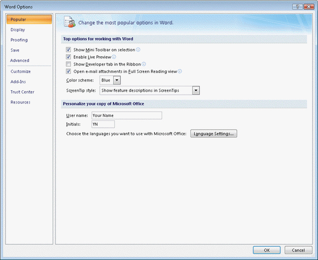 <strong>FIGURE 14-1 Which commands open the dialog box in Figure 14-1 above?</strong> A) Track Changes button arrow, Change User Name B) Track Changes button arrow, Change Tracking Options C) Show Markup button arrow, Reviewers D) Insert Comment button