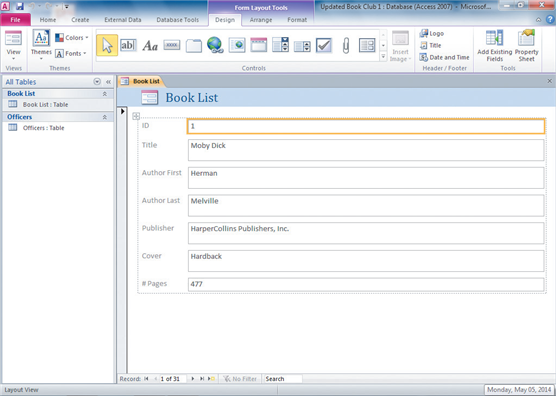 <strong> The accompanying figure shows an example of a ____.</strong> A) form B) query C) report D) datasheet