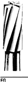 <strong>Identify the following bur shape. </strong> A) Plain fissure cross-cut B) Tapered fissure straight C) Taper fissure cross-cut D) Plain fissure straight