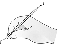 <strong> The instrument grasp shown above is the ________ grasp.</strong> A) pen B) modified C) palm-thumb D) palm