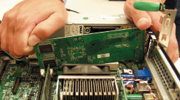 <strong> Figure 4-3 A ____ slot is a socket on the motherboard that can hold an adapter card like the one in Figure 4-3.</strong> A) reading B) expansion C) serial D) parallel