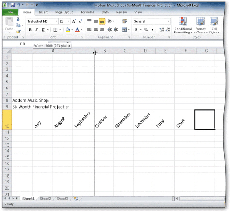 <strong> In the accompanying figure, the split double arrow mouse pointer _____.</strong> A)indicates a hidden column B)allows text to be entered at that location C)is the result of moving the mouse pointer to the boundary between column heading A and column heading B D)indicates the proposed width of column A