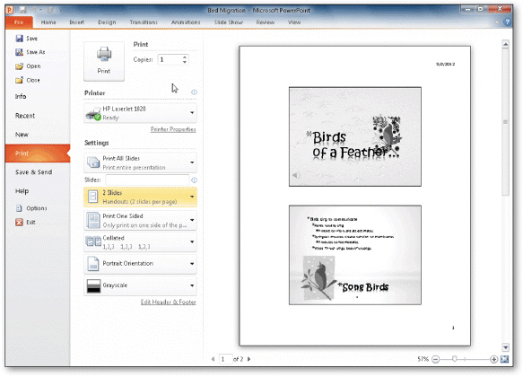 <strong> You can click the Print tab in _____ view to preview your slides and set print options, as shown in the accompanying figure.</strong> A)Normal B)Slide Sorter C)Backstage D)Notes page