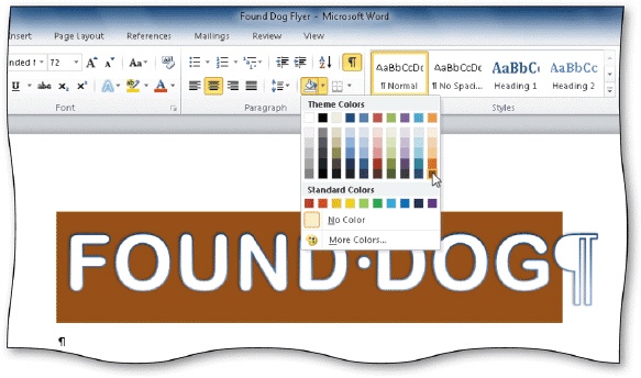 As shown in the accompanying figure, Word shades a shaded area from the left margin to the right margin of the current paragraph.