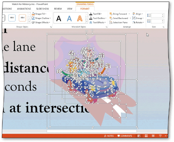<strong> When you ____ a clip art picture, PowerPoint breaks it into its component objects, as shown in the accompanying figure.</strong> A) regroup B) split C) ungroup D) merge