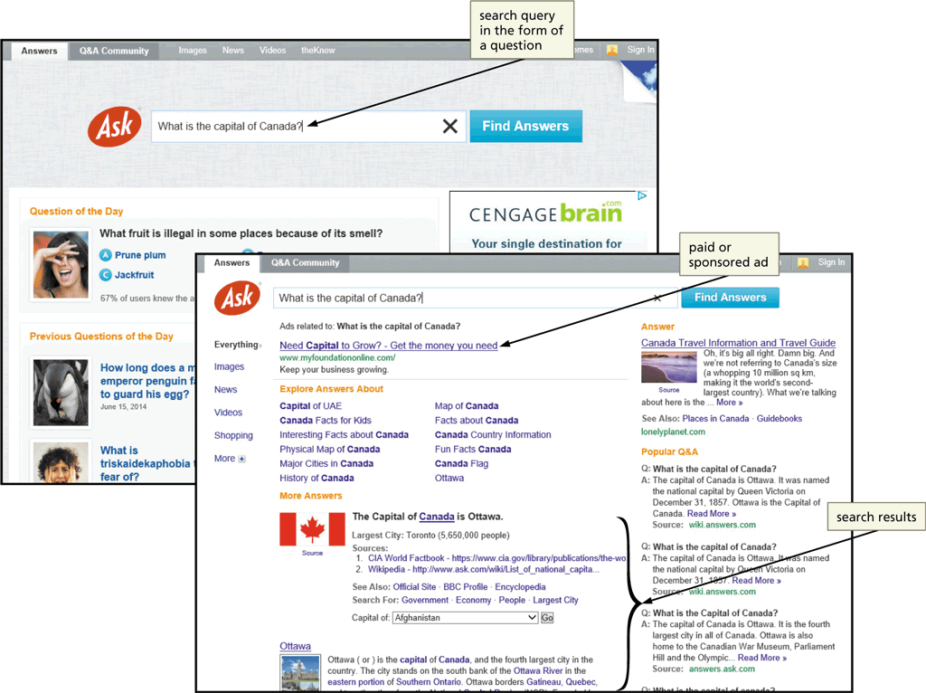 <strong> A search that puts the query in the form of a statement or question is a ____, like that shown in the accompanying figure.</strong> A) query search B) natural language search C) hit search D) keyword search