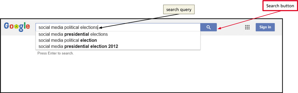 <strong> A completed search query can be reviewed to learn how to create similar searches by typing shortcuts and Boolean operators directly in the search engine's search ____ as shown in the accompanying figure.</strong> A) algorithm B) text box C) breadcrumb trail D) wiki