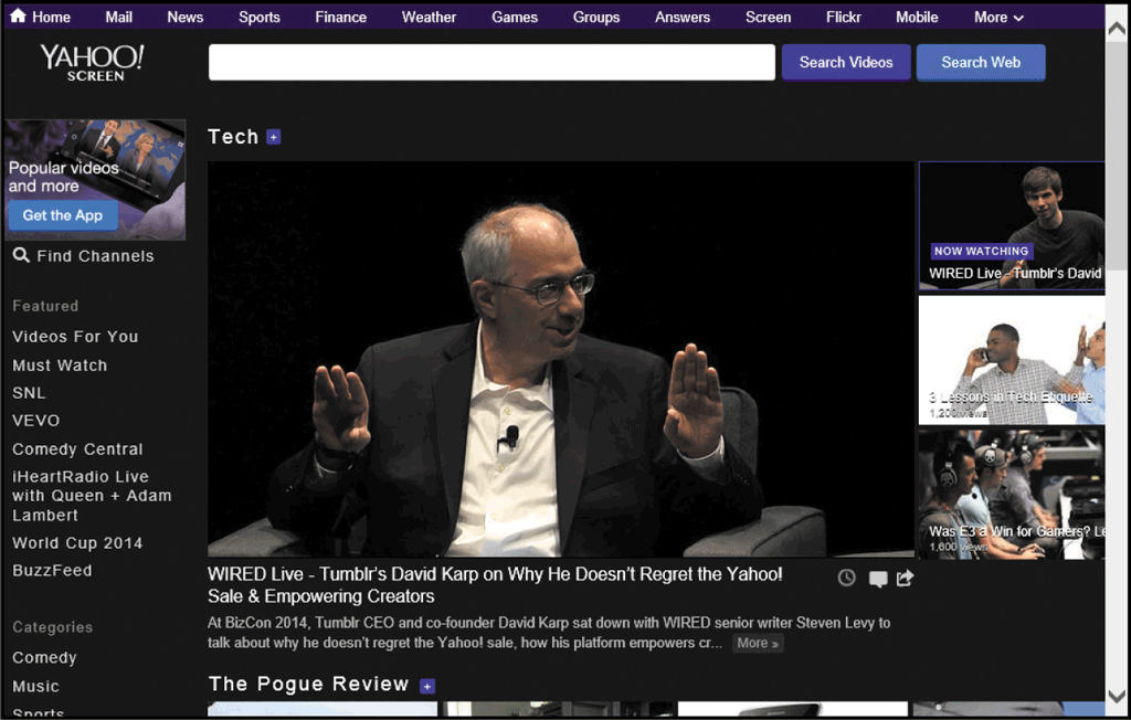 As shown in the accompanying figure, Yahoo! Screen is a(n) _________________________ search engine.