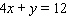 For the equation complete the ordered pairs. ( 0, _____ ), ( _____ , 0 ), ( _____ , -12 )