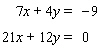 Solve the system of linear equations by the elimination method. If the system is dependent or inconsistent , indicate this.
