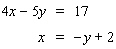 <strong>Solve the system by substitution. Substitute the expression in the second equation into the first equation and solve. If the lines coincide, answer dependent . If the lines are parallel, answer no solution .</strong> A) B) C) D)dependent. E)no solution