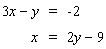 Solve the system by substitution. Substitute the expression in the second equation into the first equation and solve. If the system is dependent or inconsistent , or if there is no solution , indicate this.