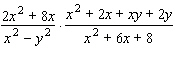 The following problem involves some factoring by grouping. Remember, before you can divide out factors common to the numerator and denominator of a product, you must factor completely.
