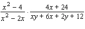 The following problem involves some factoring by grouping. Remember, before you can divide out factors common to the numerator and denominator of a product, you must factor completely.