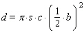The displacement, in cubic inches, of a car engine is given by the formula where is the stroke and is the bore, as shown here, and is the number of cylinders. Calculate the bore for the car with six cylinders, inches of stroke, and cubic inches of displacement. Use to approximate Round the result to the nearest tenth of an inch. __________ in.