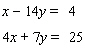 Solve the system of linear equations by the elimination method. If the system is dependent or inconsistent , indicate this.