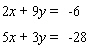 Solve the system of linear equations by the elimination method. If the system is dependent or inconsistent , indicate this.