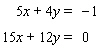 Solve the system of linear equations by the elimination method. If the system is dependent or inconsistent , indicate this.