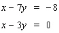 Solve the system by solving one of the equations for or and then use the substitution method. If the lines coincide, answer dependent . If the lines are parallel, answer no solution .