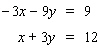 Solve the system by solving one of the equations for or and then use the substitution method. If the lines coincide, answer dependent . If the lines are parallel, answer no solution .