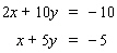 Solve the system by solving one of the equations for or and then use the substitution method. If the lines coincide, answer dependent . If the lines are parallel, answer no solution .