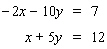 Solve the system by solving one of the equations for or and then use the substitution method. If the system is dependent or inconsistent , or if there is no solution , indicate this.