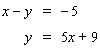 Solve the system by substitution. Substitute the expression in the second equation into the first equation and solve. If the system is dependent or inconsistent , or if there is no solution , indicate this.