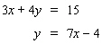 Solve the system using the substitution method. If the system is dependent or inconsistent , or if there is no solution , indicate this.