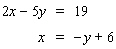 Solve the system by substitution. Substitute the expression in the second equation into the first equation and solve. If the system is dependent or inconsistent , or if there is no solution , indicate this.