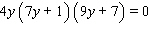 The equation is already in factored form. Use the special zero factor property to set the factors to 0 and solve.