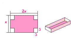 I have a piece of cardboard that is twice as long as it is wide. If I cut a 3-inch by 3-inch square from each corner and fold up the resulting flaps, I get a box with a volume of 240 cubic inches. What are the dimensions of the cardboard?