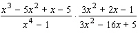 The following problem involves some factoring by grouping. Remember, before you can divide out factors common to the numerator and denominator of a product, you must factor completely.
