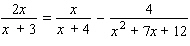 Solve the following equation. Be sure to check each answer in the original equation if you multiply both sides by an expression that contains the variable. x = __________