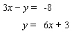 Solve the following system by the substitution method.  