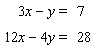 Solve the following system by the substitution method.  
